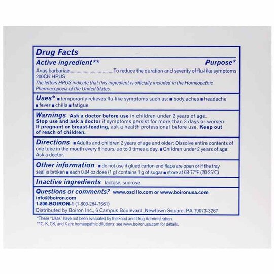 Oscillococcinum Flu-Like Symptoms, BOR
